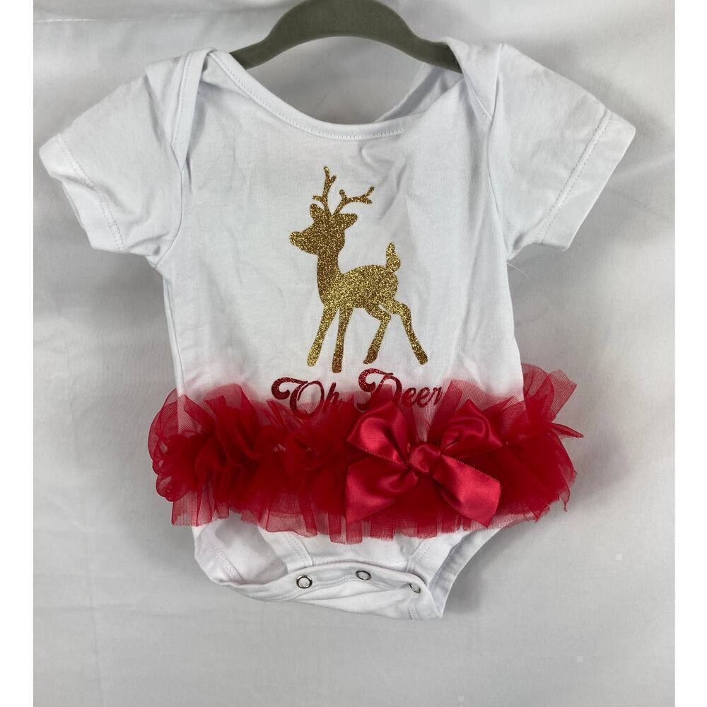 NWOT Popatu Oh Deer Holiday One Piece 0-3M